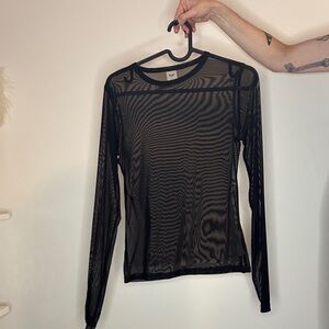 TNA Black Sheer Long Sleeve Top